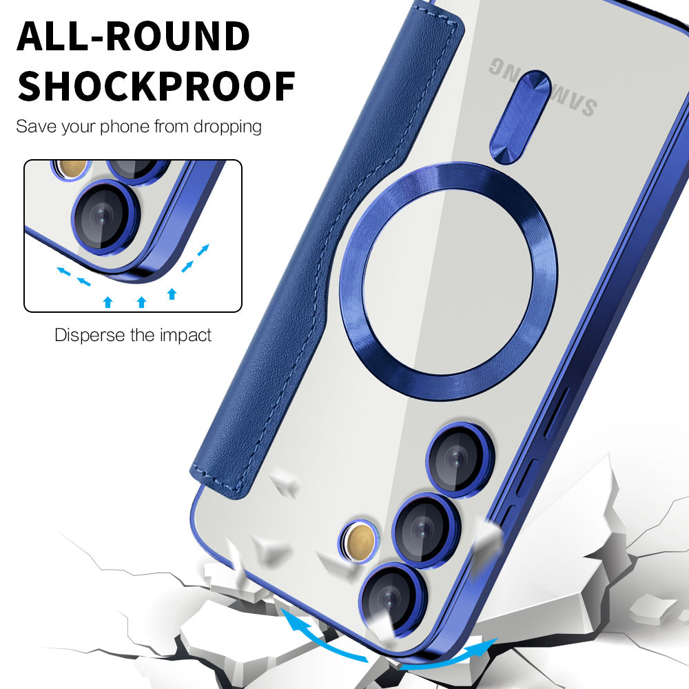Custodia MagSafe per Samsung Galaxy S24 FE S721, Techsuit, SmartMag Book, Blu