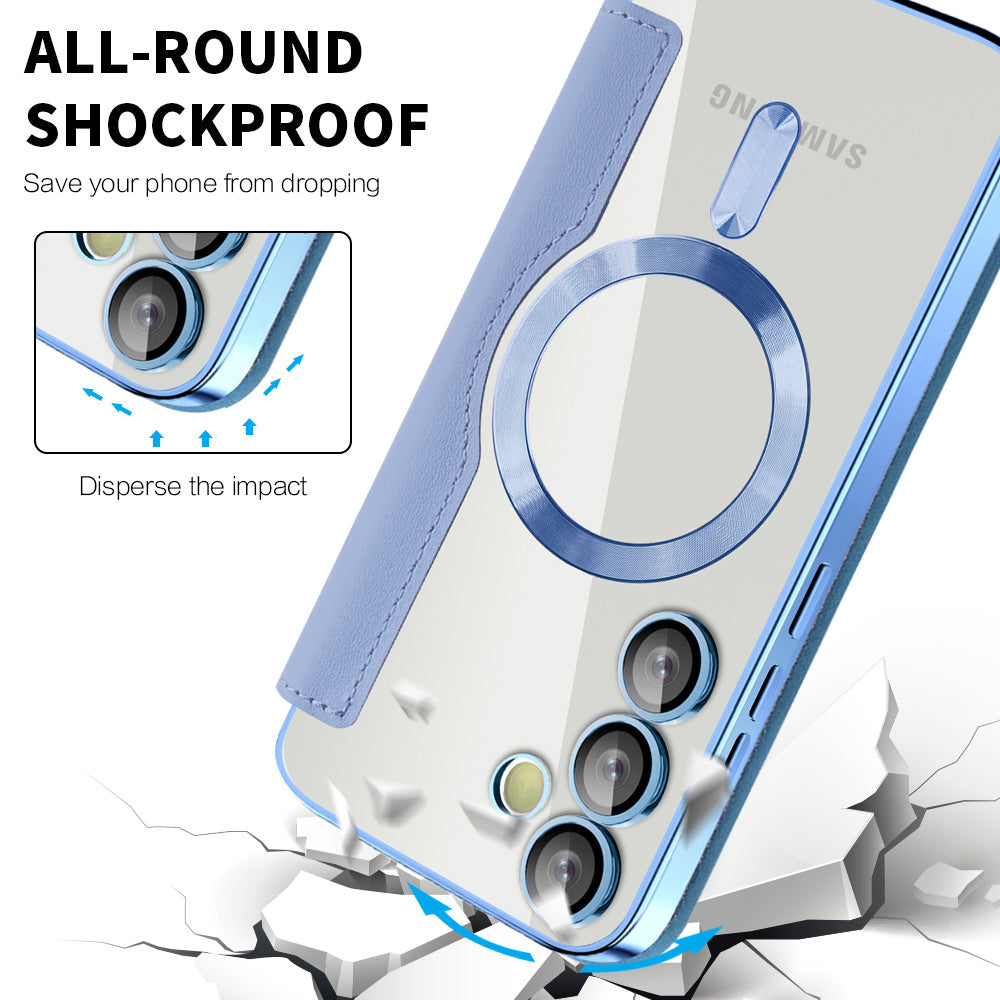 Custodia MagSafe per Samsung Galaxy S24 FE S721, Techsuit, SmartMag Book, Blu