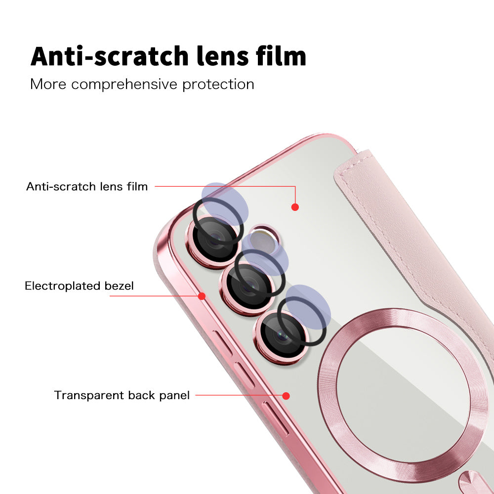 Coque MagSafe pour Samsung Galaxy S24 FE S721, Techsuit, SmartMag Book, Rose