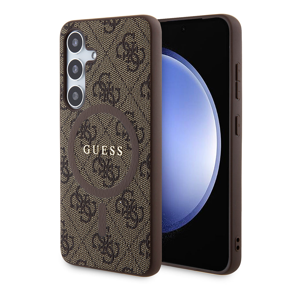 Custodia MagSafe per Samsung Galaxy S24+ S926, Guess, 4G Collection, Marrone