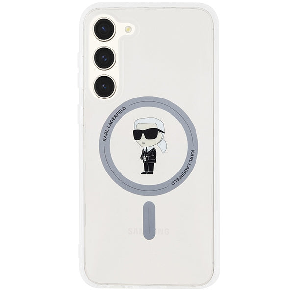 Custodia MagSafe per Samsung Galaxy S24+ S926, Karl Lagerfeld, IML Ikonik Karl, Trasparente