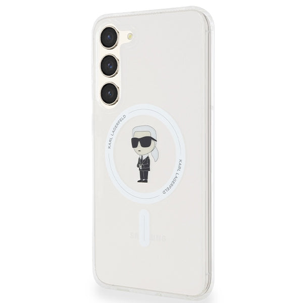 Custodia MagSafe per Samsung Galaxy S24+ S926, Karl Lagerfeld, IML Ikonik Karl, Trasparente