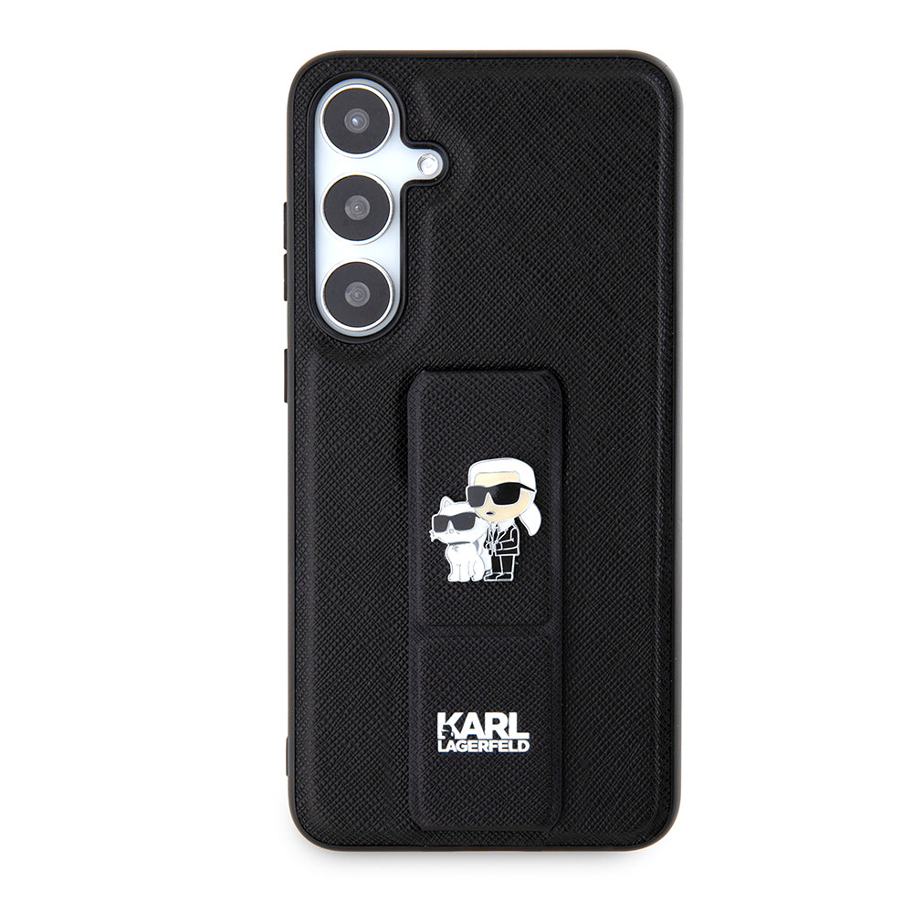 MagSafe Hülle für Samsung Galaxy S24+ S926, Karl Lagerfeld, Saffiano Gripstand Karl & Choupette, Schwarz