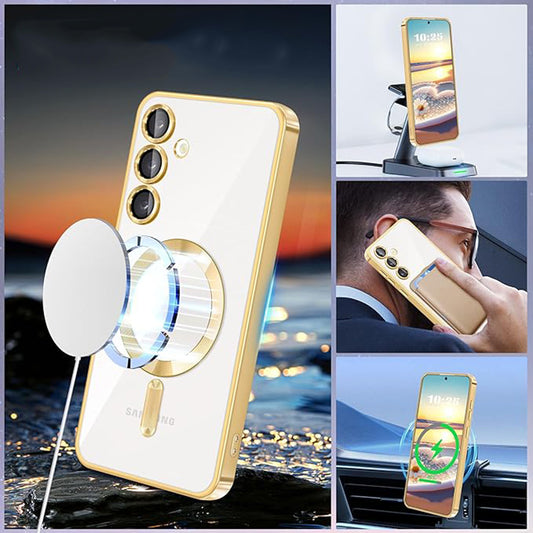 Coque MagSafe pour Samsung Galaxy S24+ S926, Techsuit, Luxury Crystal, Vert Foncé