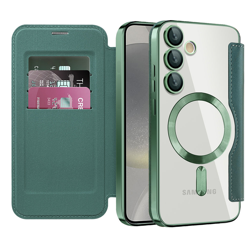 Coque MagSafe pour Samsung Galaxy S24+ S926, Techsuit, SmartMag Book, Vert