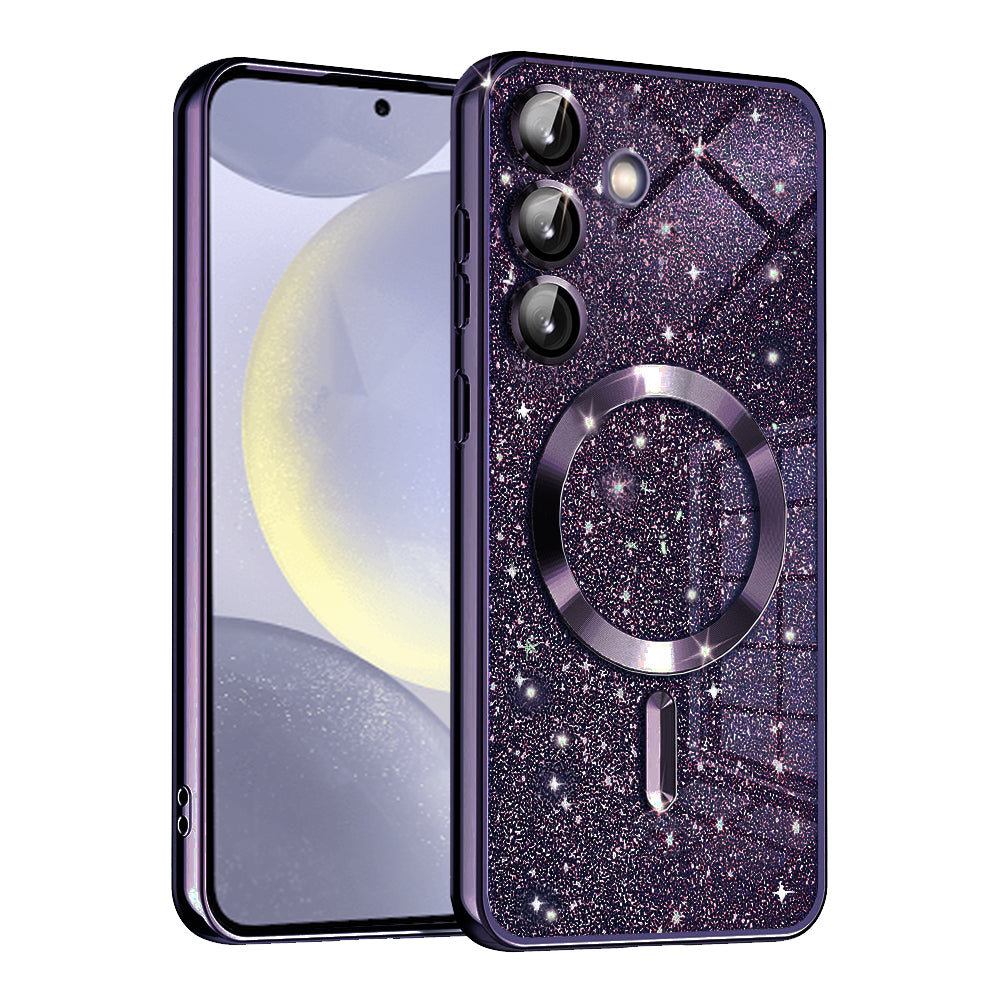 Custodia MagSafe per Samsung Galaxy S24 S921, Techsuit, Luxury Glitter, Viola Scuro