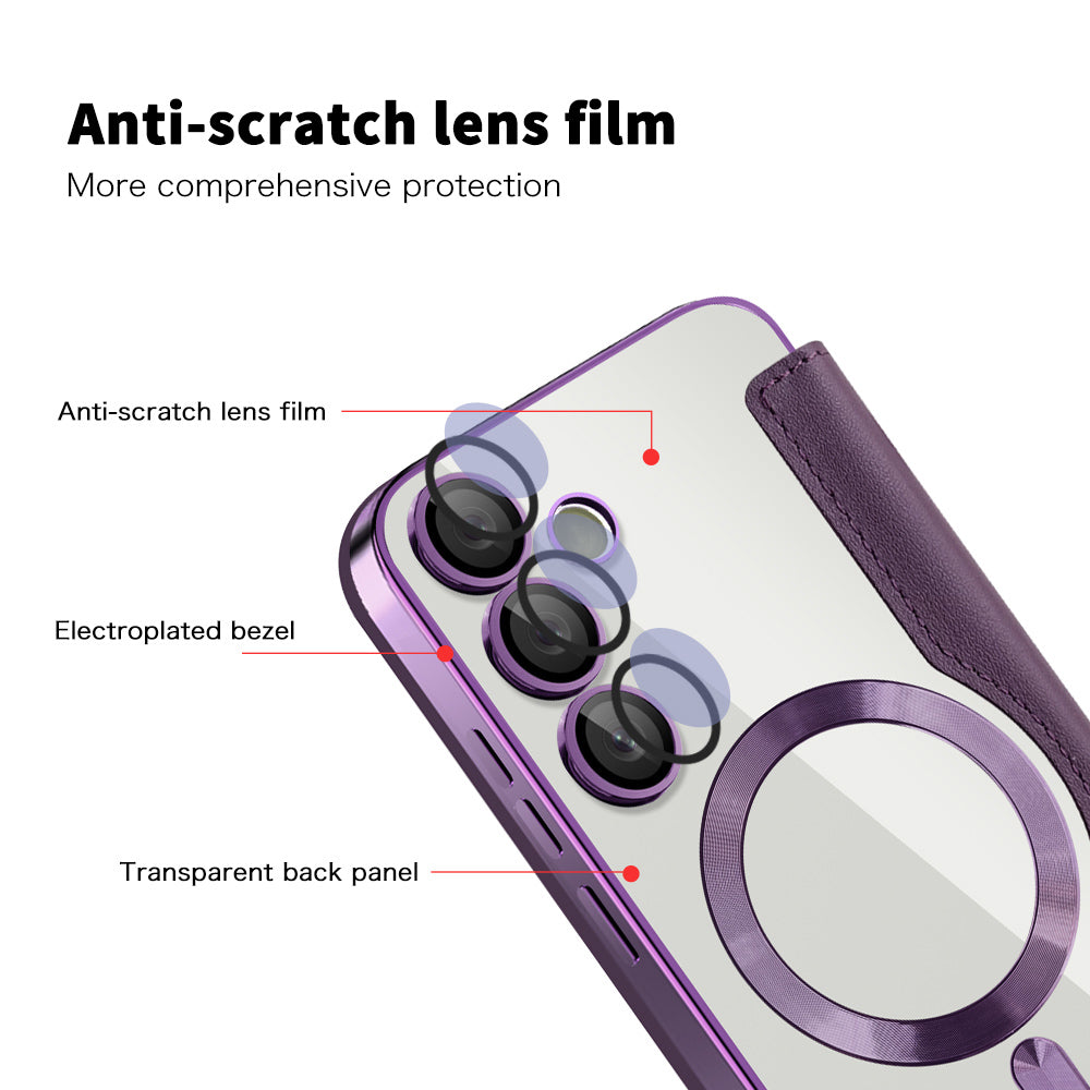 Coque MagSafe pour Samsung Galaxy S24 S921, Techsuit, SmartMag Book, Violet