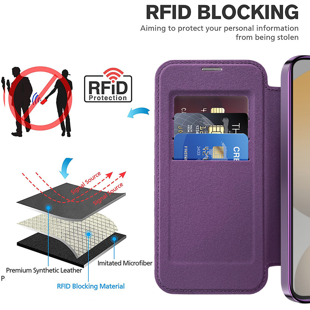 Coque MagSafe pour Samsung Galaxy S24 S921, Techsuit, SmartMag Book, Violet