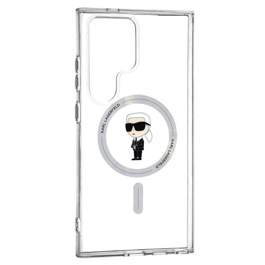 Custodia MagSafe per Samsung Galaxy S24 Ultra S928, Karl Lagerfeld, IML Ikonik Karl, Trasparente