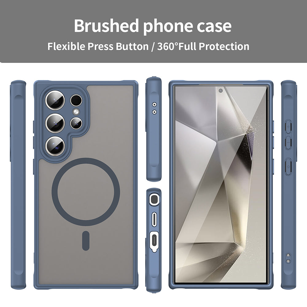 Custodia MagSafe per Samsung Galaxy S24 Ultra S928, Techsuit, HaloFrost II, Blu Navy