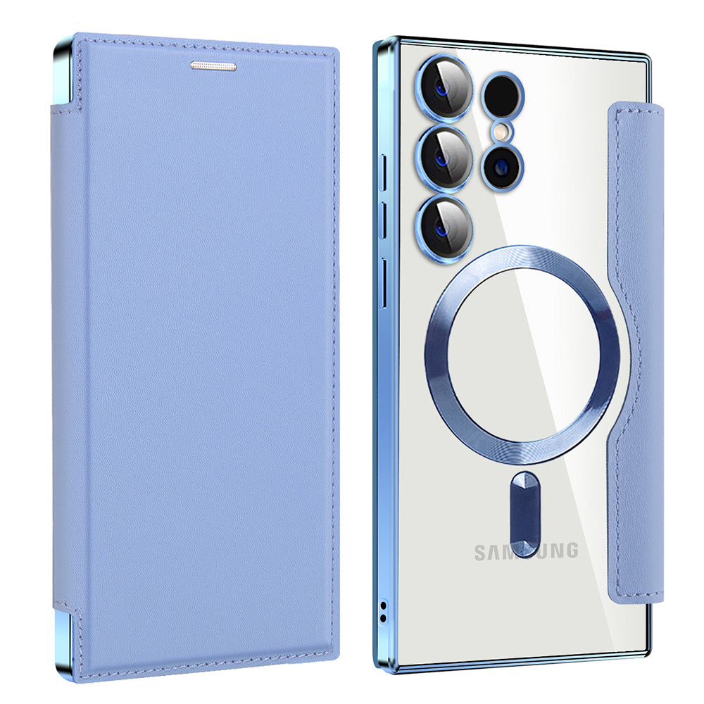 Custodia MagSafe per Samsung Galaxy S24 Ultra S928, Techsuit, SmartMag Book, Blu
