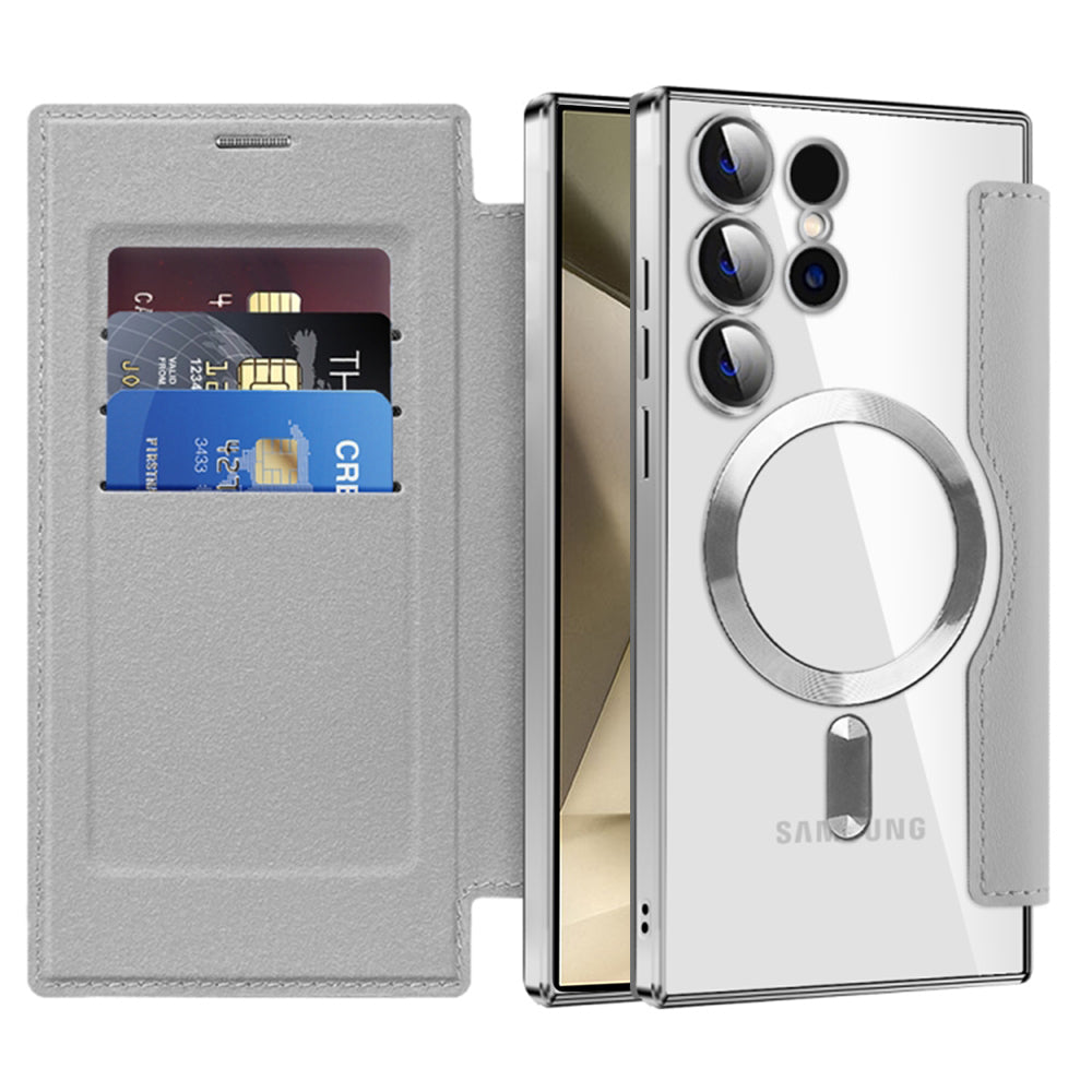 Custodia MagSafe per Samsung Galaxy S24 Ultra S928, Techsuit, SmartMag Book, Grigio