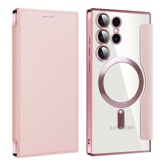 Coque MagSafe pour Samsung Galaxy S24 Ultra S928, Techsuit, SmartMag Book, Rose