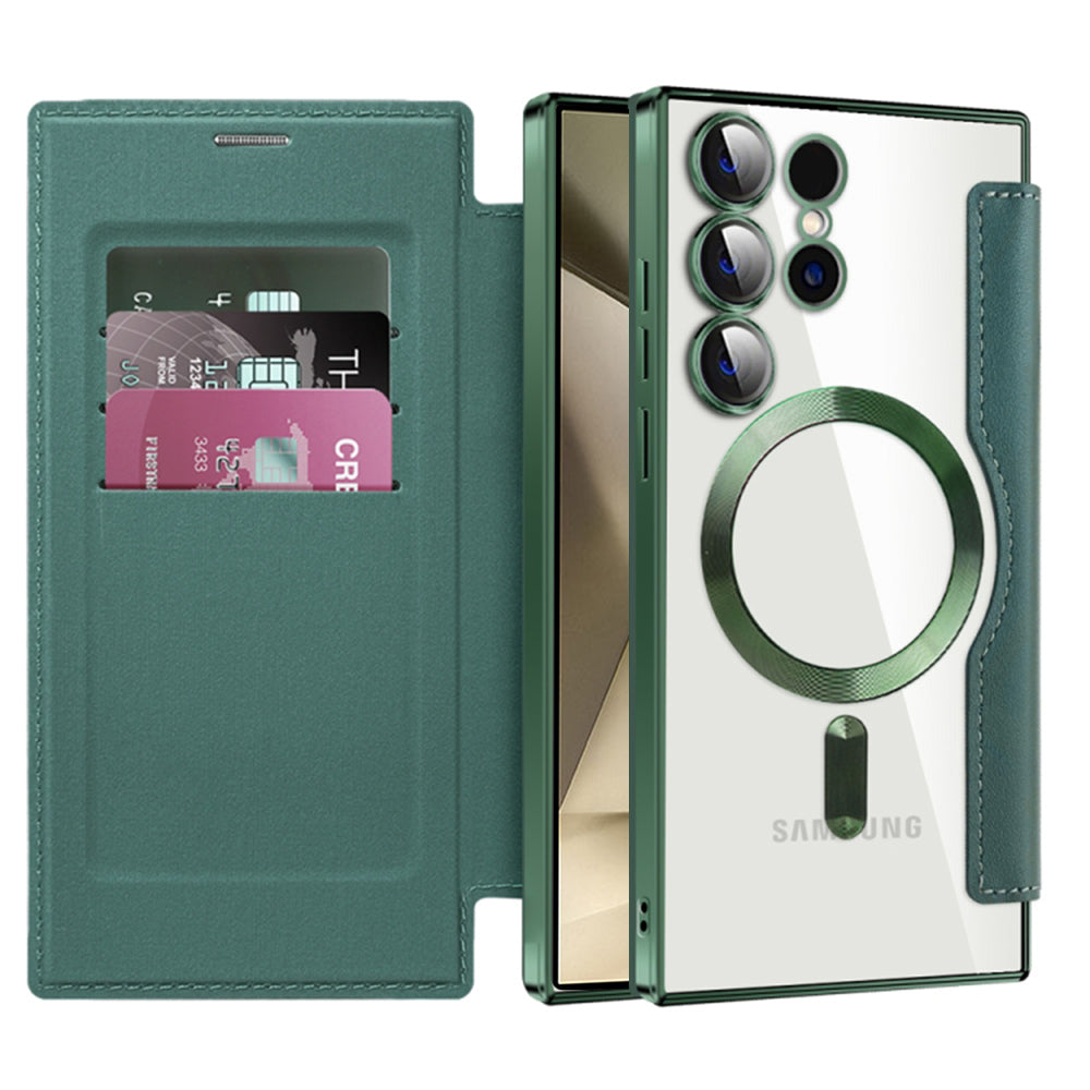 Custodia MagSafe per Samsung Galaxy S24 Ultra S928, Techsuit, SmartMag Book, Verde