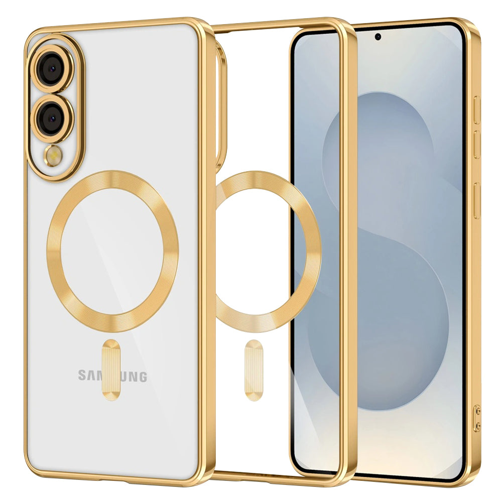 Custodia MagSafe per Samsung Galaxy S25 Edge S937, Techsuit, Luxury Crystal, Oro