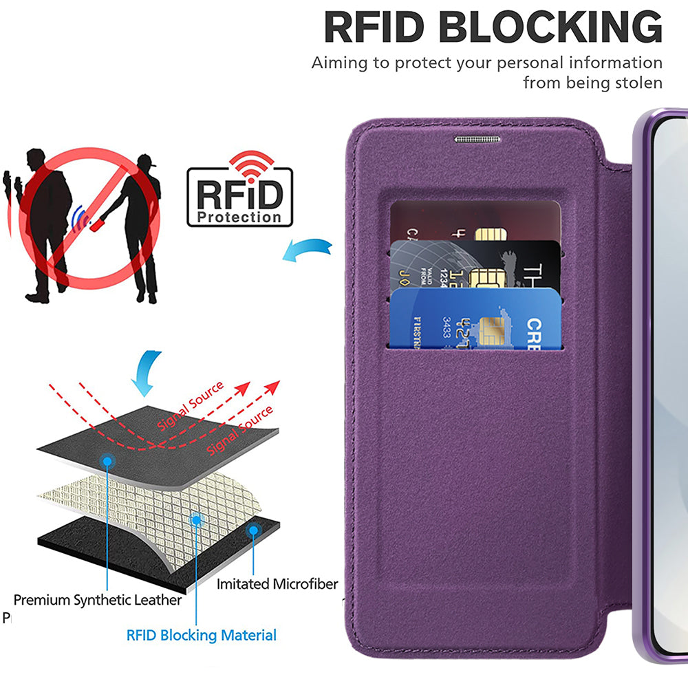 Custodia MagSafe per Samsung Galaxy S25 Edge S937, Techsuit, SmartMag Book, Viola