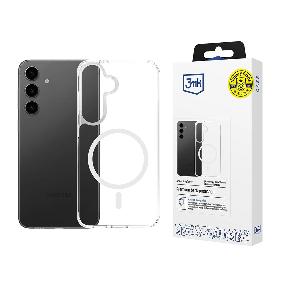 Custodia MagSafe per Samsung Galaxy S25 FE, 3MK, Armor MagCase, Trasparente