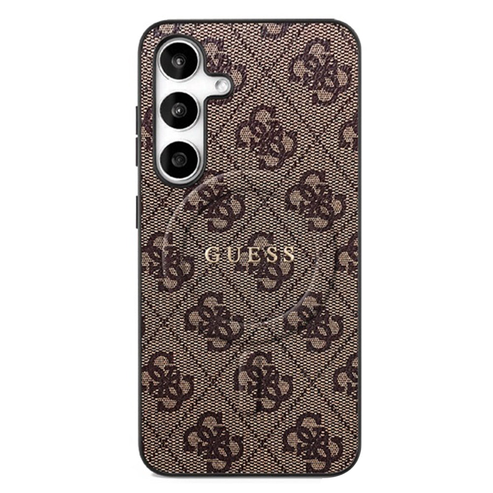 Custodia MagSafe per Samsung Galaxy S25 FE, Guess, 4G Ring Classic Logo, Marrone