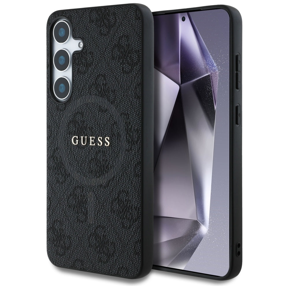 Custodia MagSafe per Samsung Galaxy S25+ S936, Guess, 4G Ring Classic Logo, Nera