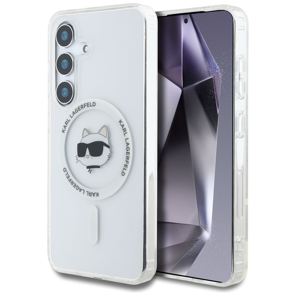 Coque MagSafe pour Samsung Galaxy S25+ S936, Karl Lagerfeld, IML Choupette's Head, Blanche