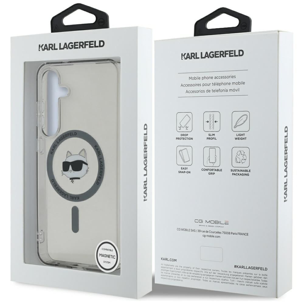Custodia MagSafe per Samsung Galaxy S25+ S936, Karl Lagerfeld, IML Choupette's Head, Nera