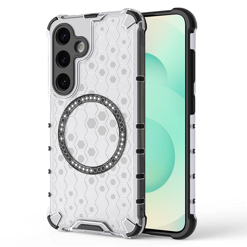 Coque MagSafe pour Samsung Galaxy S25+ S936, Techsuit, HoneyComb Shield, Blanche