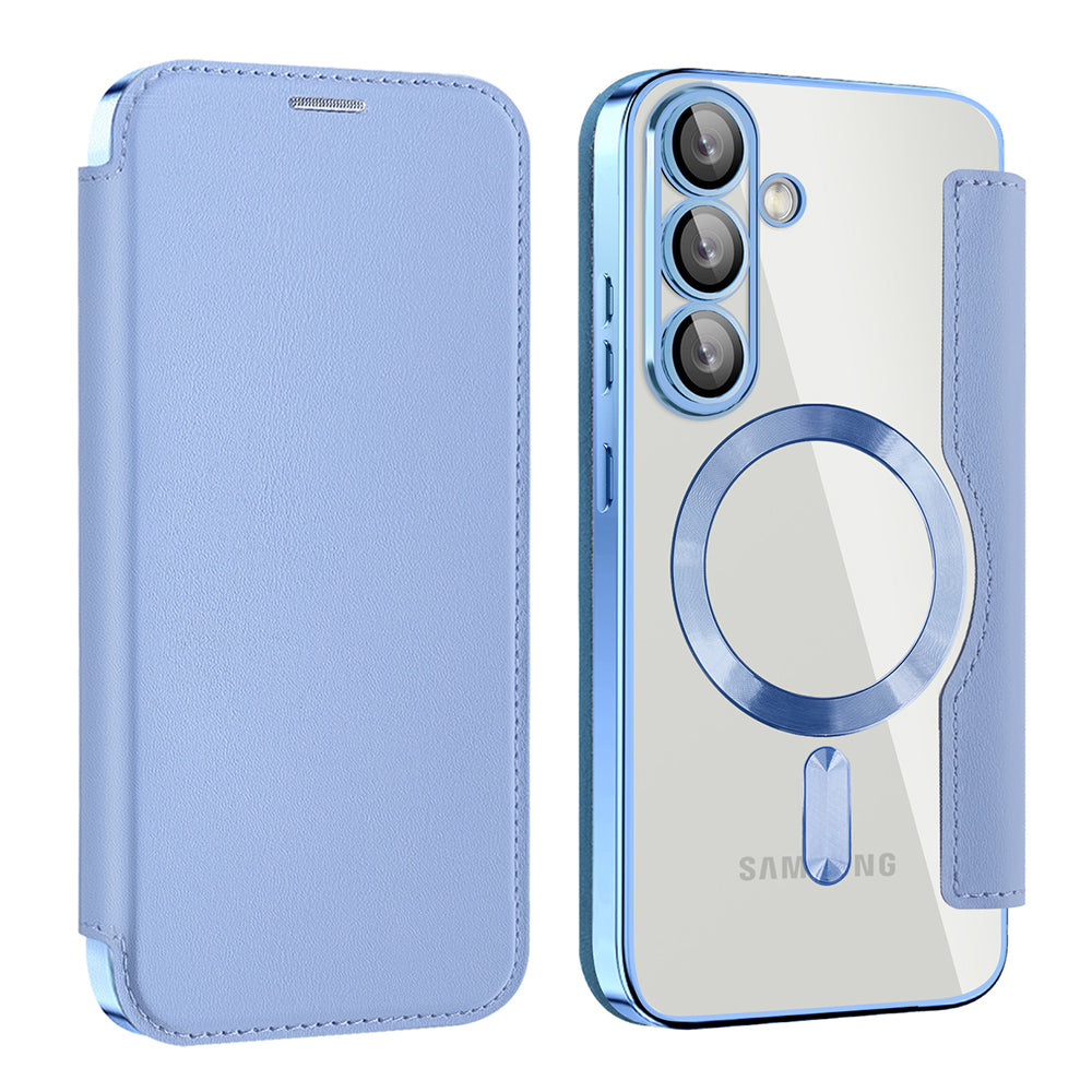 Coque MagSafe pour Samsung Galaxy S25+ S936, Techsuit, SmartMag Book, Bleu