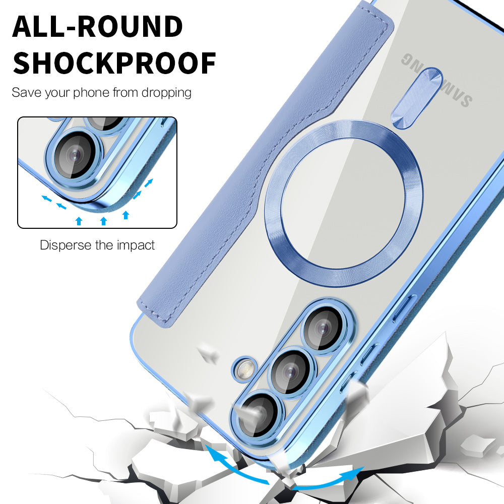 Coque MagSafe pour Samsung Galaxy S25+ S936, Techsuit, SmartMag Book, Bleu