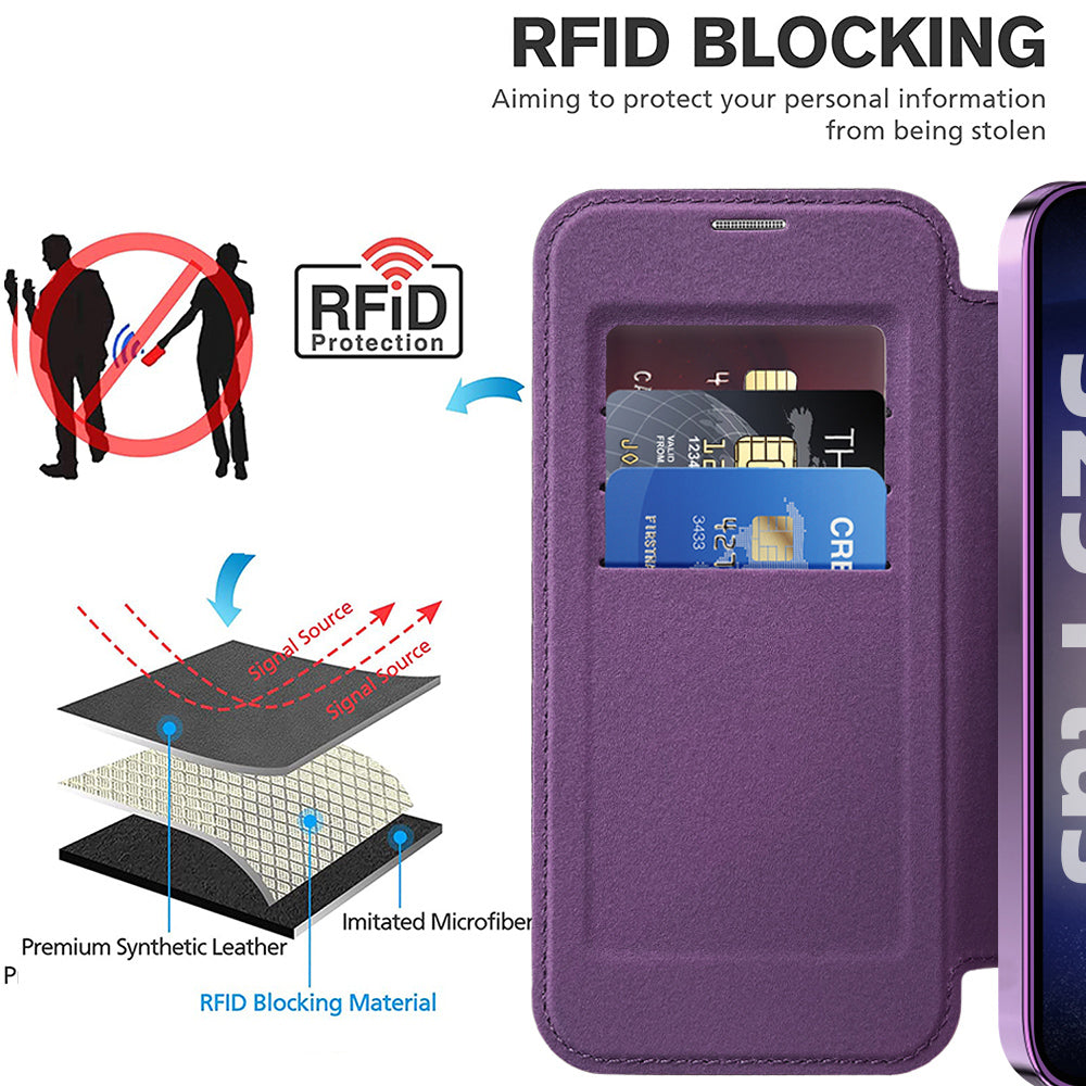 Coque MagSafe pour Samsung Galaxy S25+ S936, Techsuit, SmartMag Book, Violet