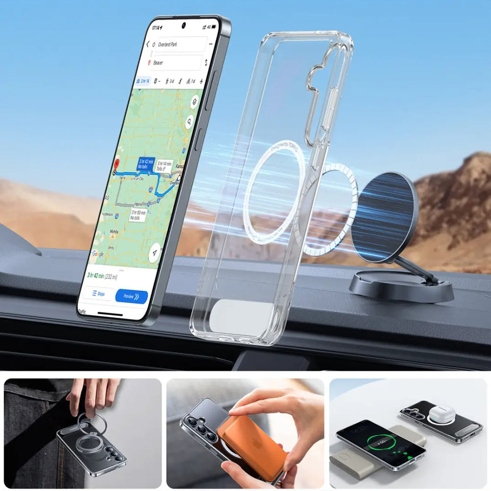 Custodia MagSafe per Samsung Galaxy S25+ S936, Torras, Pstand, Trasparente