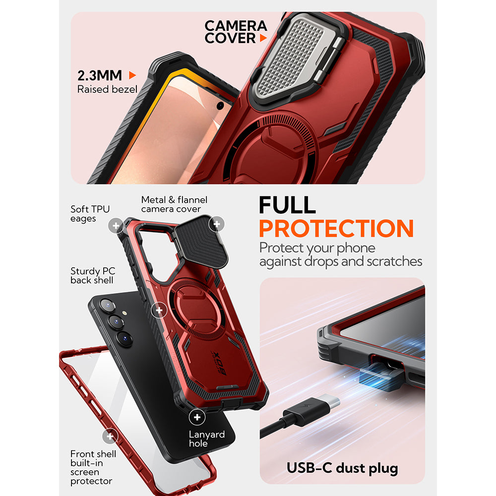 MagSafe Hülle für Samsung Galaxy S25 S931, i-Blason, ArmorBox, Rot