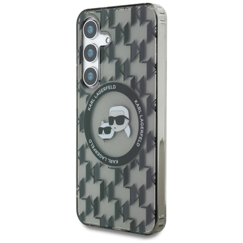 MagSafe Hülle für Samsung Galaxy S25 S931, Karl Lagerfeld, IML Monogramm Karl & Choupette's Köpfe, Schwarz
