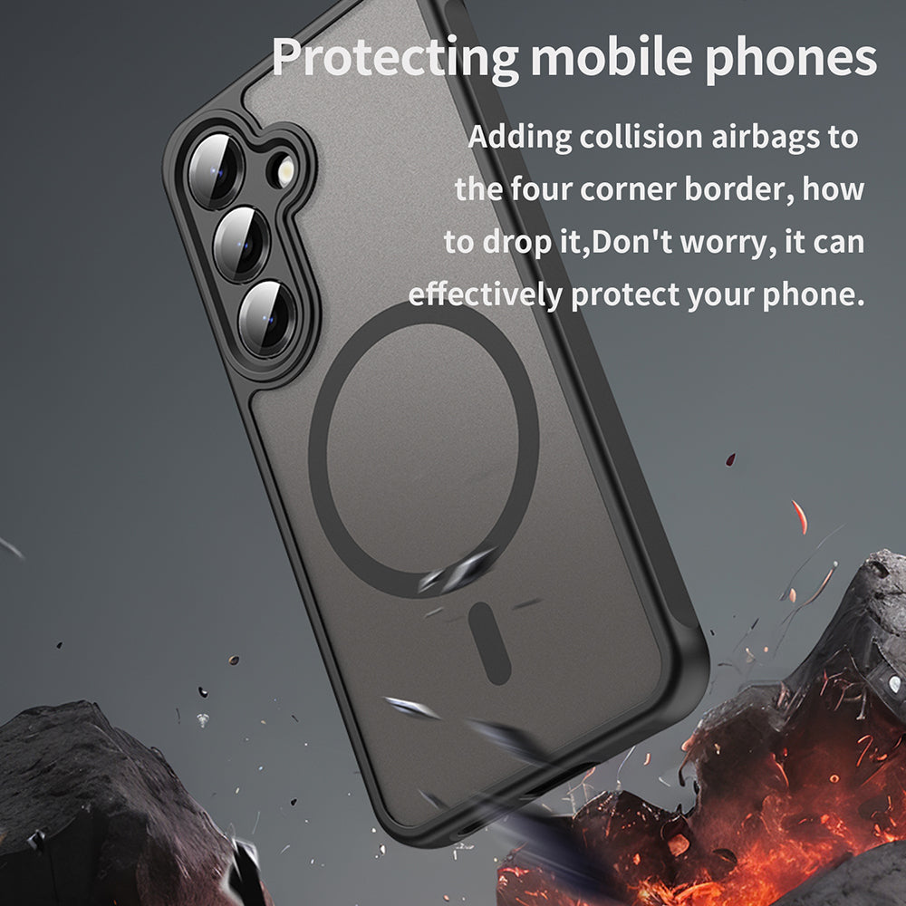 Custodia MagSafe per Samsung Galaxy S25 S931 / S24 S921, Techsuit, HaloFrost II (Big Lens Hole), Nera