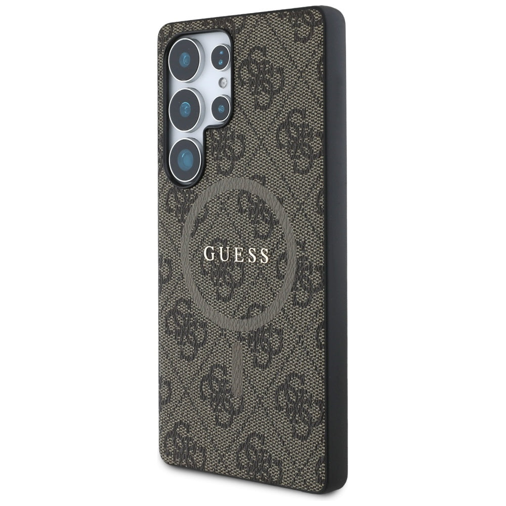 Custodia MagSafe per Samsung Galaxy S25 Ultra S938, Guess, 4G Ring Classic Logo, Marrone
