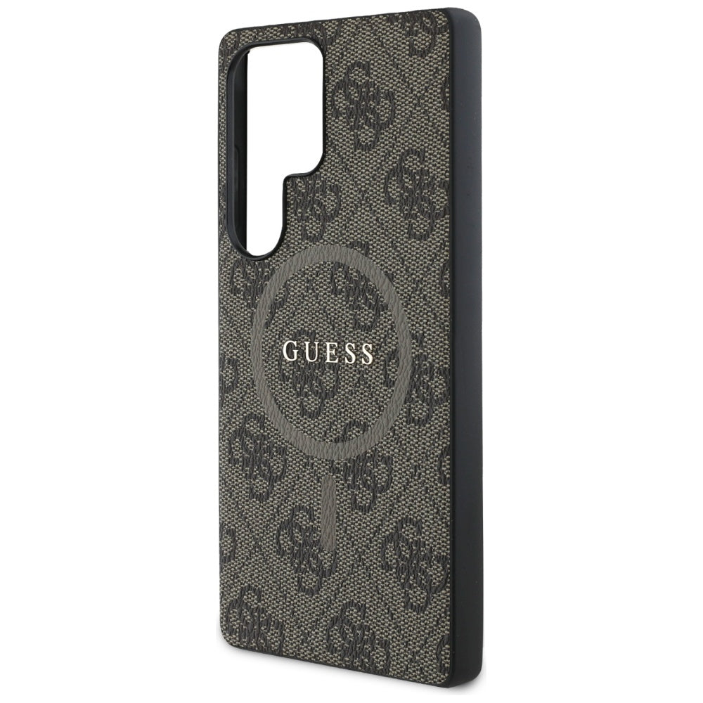 Custodia MagSafe per Samsung Galaxy S25 Ultra S938, Guess, 4G Ring Classic Logo, Marrone