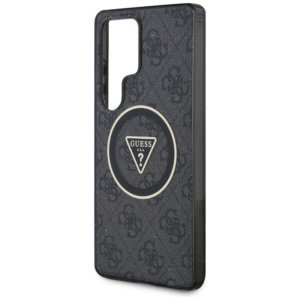 Custodia MagSafe per Samsung Galaxy S25 Ultra S938, Guess, IML Glitter 4G Circle Triangle, Nera