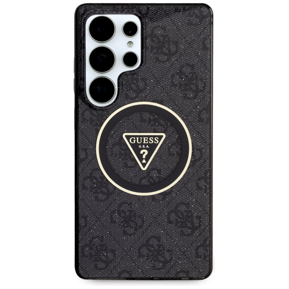 Custodia MagSafe per Samsung Galaxy S25 Ultra S938, Guess, IML Glitter 4G Circle Triangle, Nera