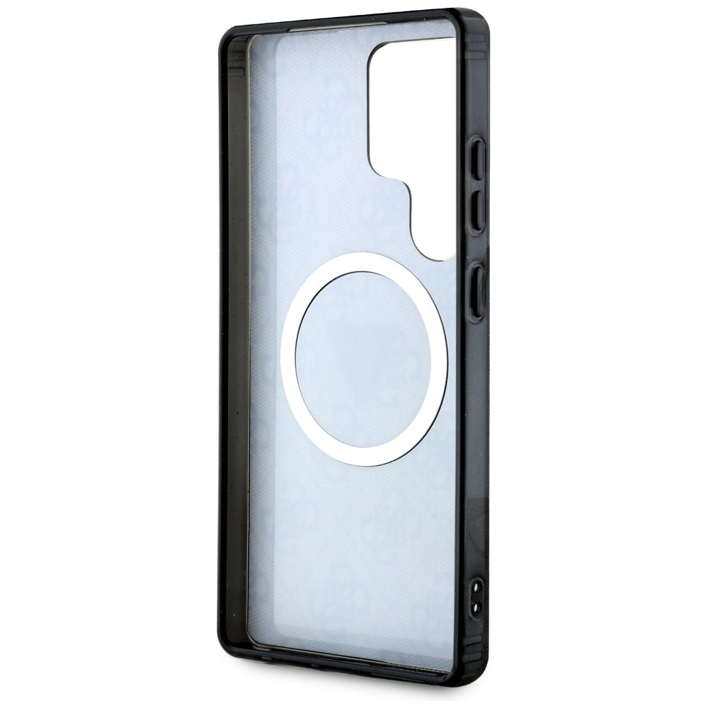 Custodia MagSafe per Samsung Galaxy S25 Ultra S938, Guess, IML Glitter 4G Circle Triangle, Nera