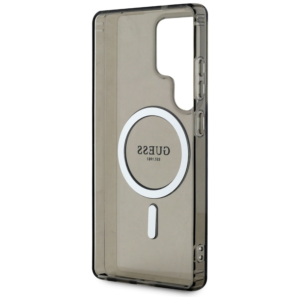 Custodia MagSafe per Samsung Galaxy S25 Ultra S938, Guess, IML Glitter Circle, Nera