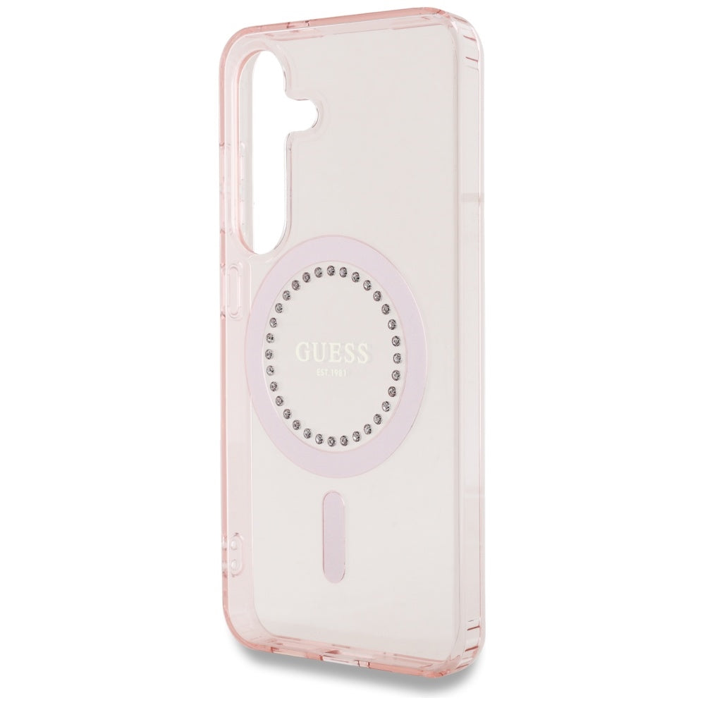 MagSafe Hülle für Samsung Galaxy S25 S931, Guess, IML Rhinestone, Rosa