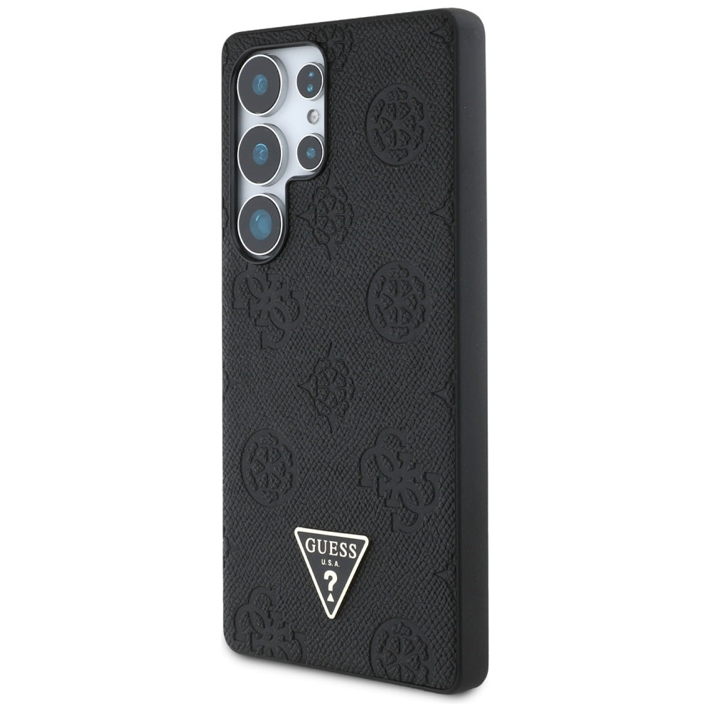 Custodia MagSafe per Samsung Galaxy S25 Ultra S938, Guess, Peony Grained Hot Stamp Triangle, Nera