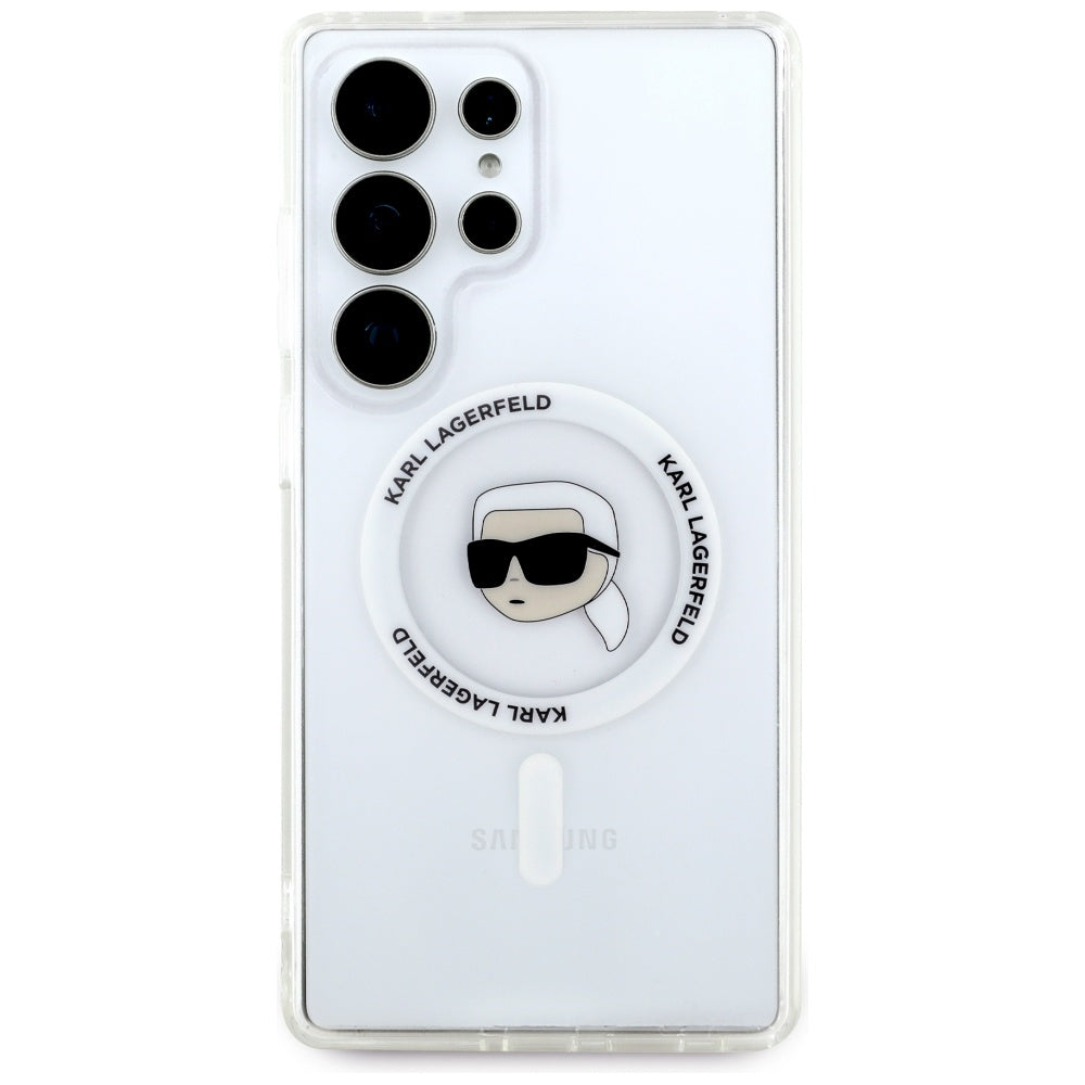 MagSafe Hülle für Samsung Galaxy S25 Ultra S938, Karl Lagerfeld, IML Karl's Head, Weiß