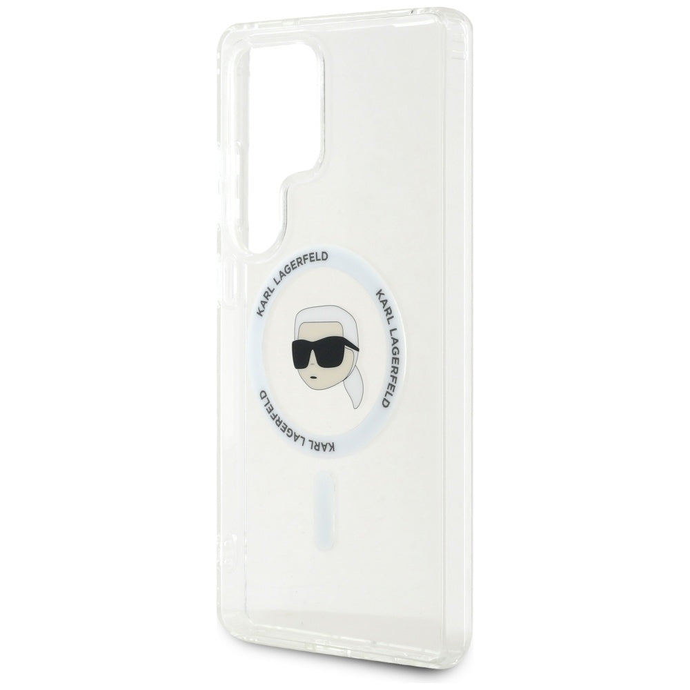 MagSafe Hülle für Samsung Galaxy S25 Ultra S938, Karl Lagerfeld, IML Karl's Head, Weiß