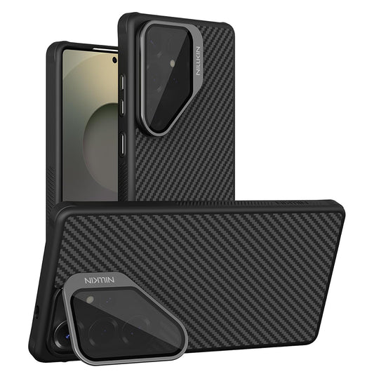Coque MagSafe pour Samsung Galaxy S25 Ultra S938, Nillkin, CarboProp avec protection d'objectif noire transparente, noire