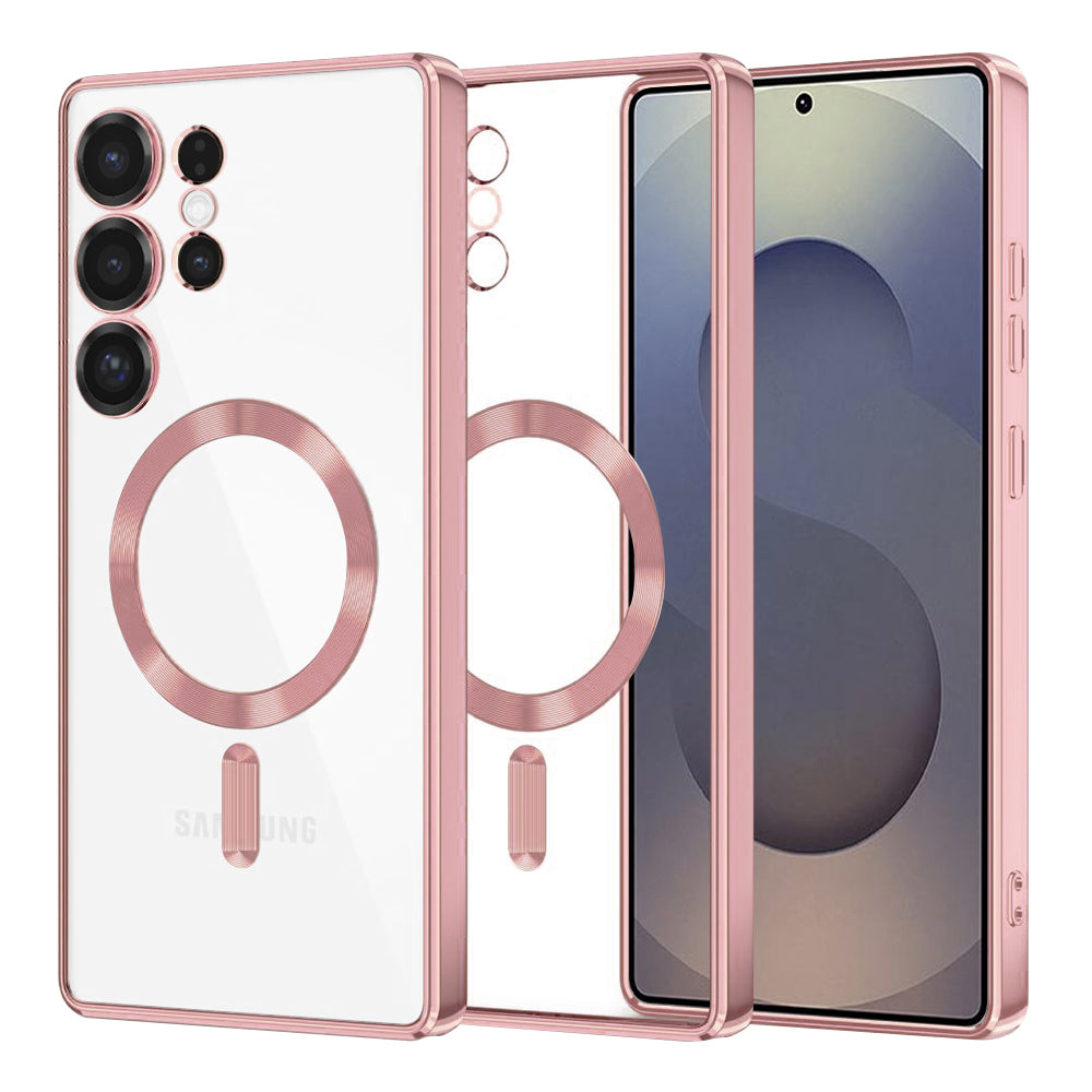 Custodia MagSafe per Samsung Galaxy S25 Ultra S938, Techsuit, Luxury Crystal, Rosa