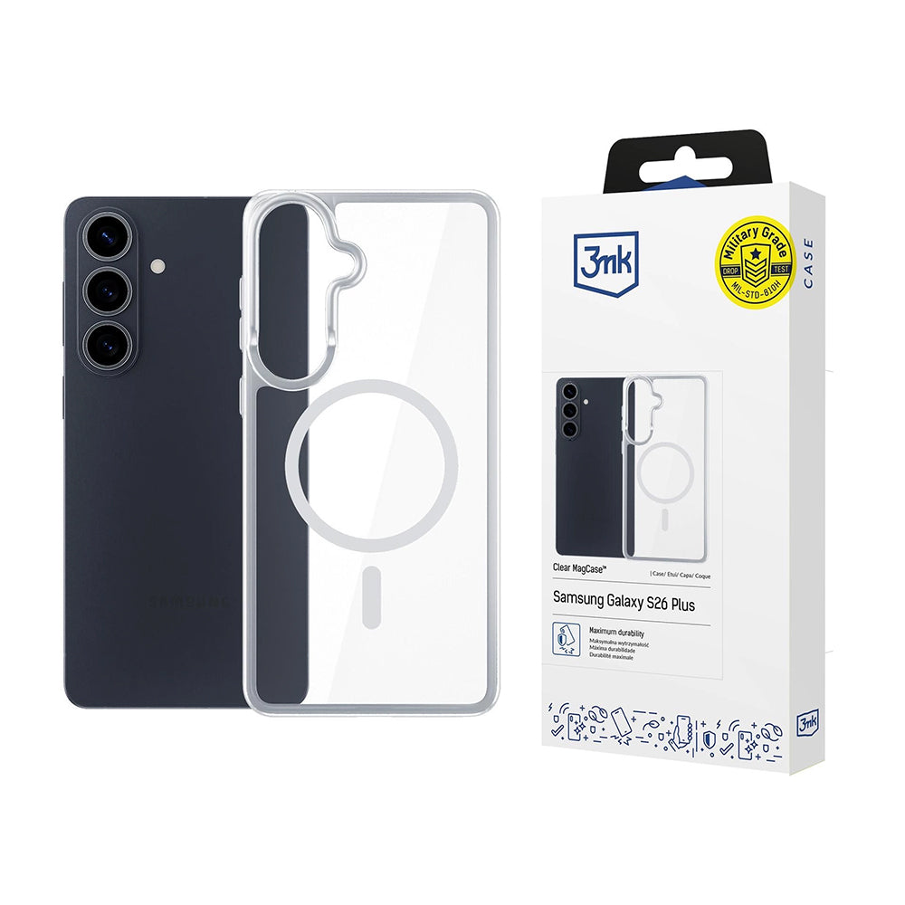 Custodia MagSafe per Samsung Galaxy S26, 3MK, Armor MagCase, Trasparente