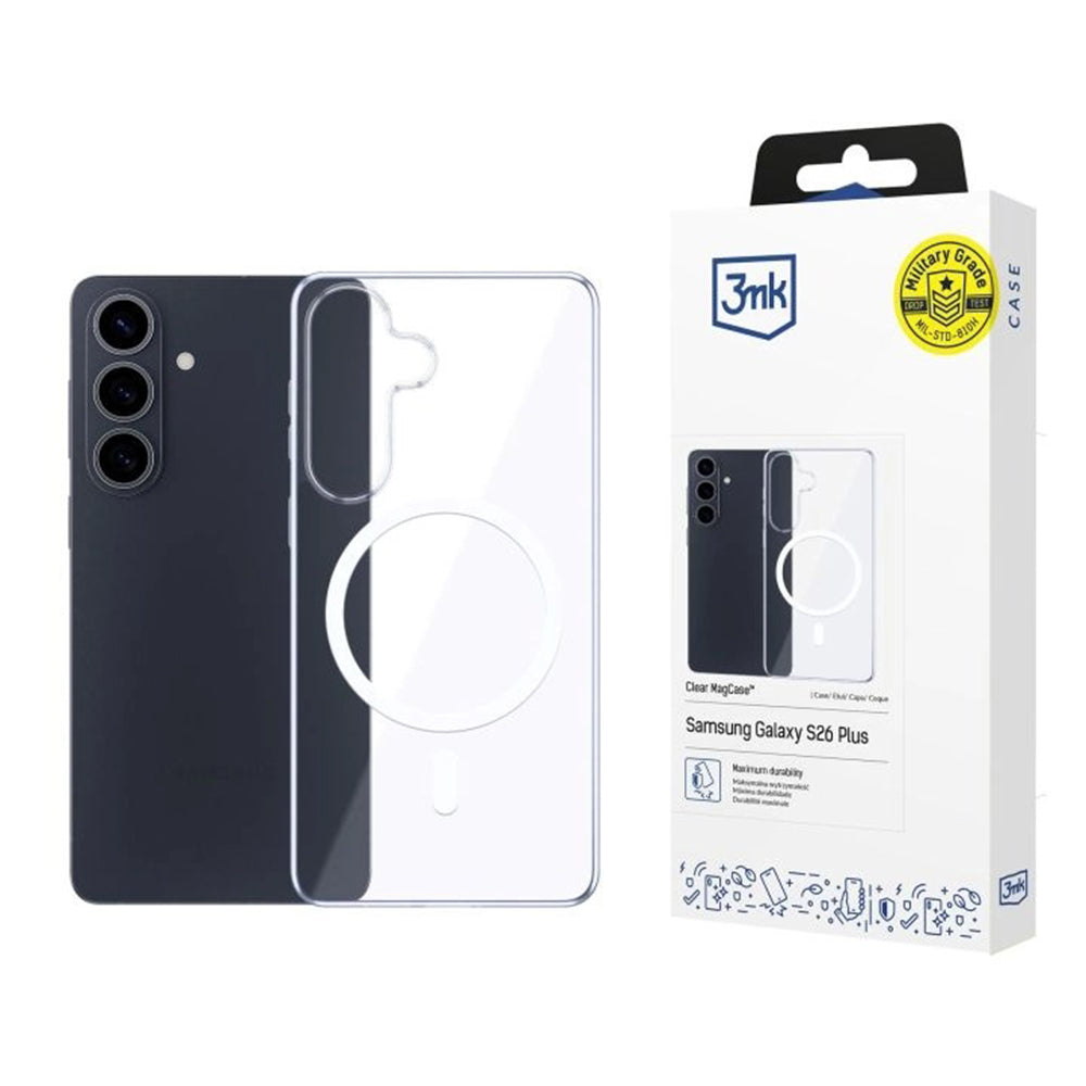 Custodia MagSafe per Samsung Galaxy S26 S942, 3MK, Clear MagCase, Trasparente