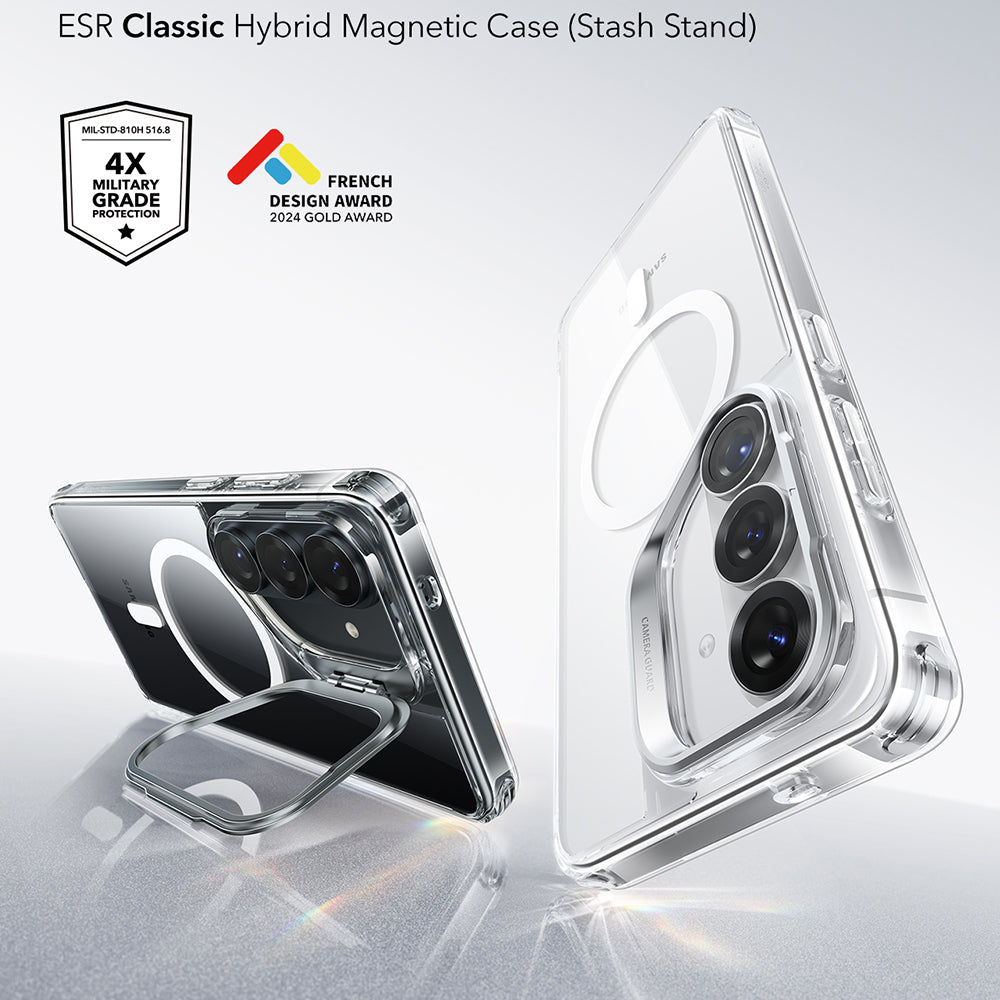 Coque MagSafe pour Samsung Galaxy S26 S942, ESR, Classic Hybrid Kickstand, Transparente