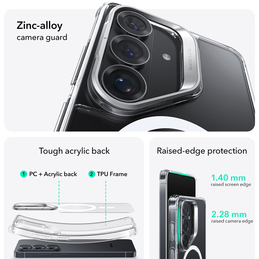 Coque MagSafe pour Samsung Galaxy S26 S942, ESR, Classic Hybrid Kickstand, Transparente