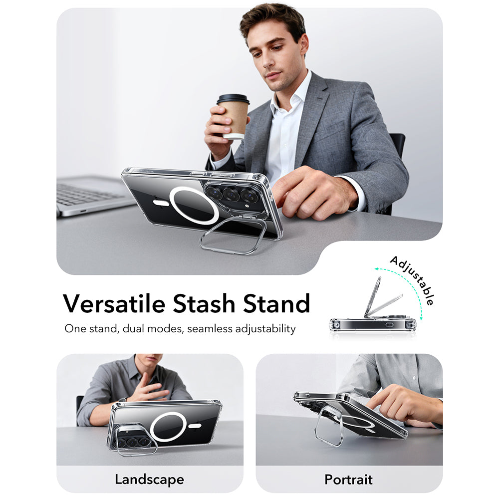 Coque MagSafe pour Samsung Galaxy S26 S942, ESR, Classic Hybrid Kickstand, Transparente